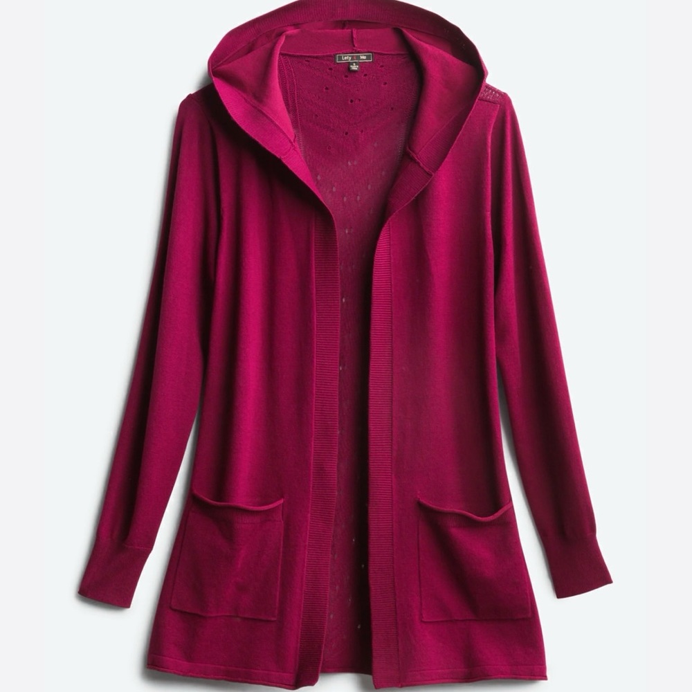 Lety & Me burgundy, hooded cardigan